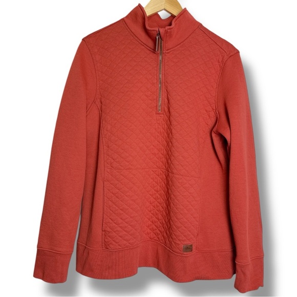 L.L. Bean Orange Quilted Sweatshirt 1/4 Zip Pullover Long Sleeve Size XL - Picture 1 of 17